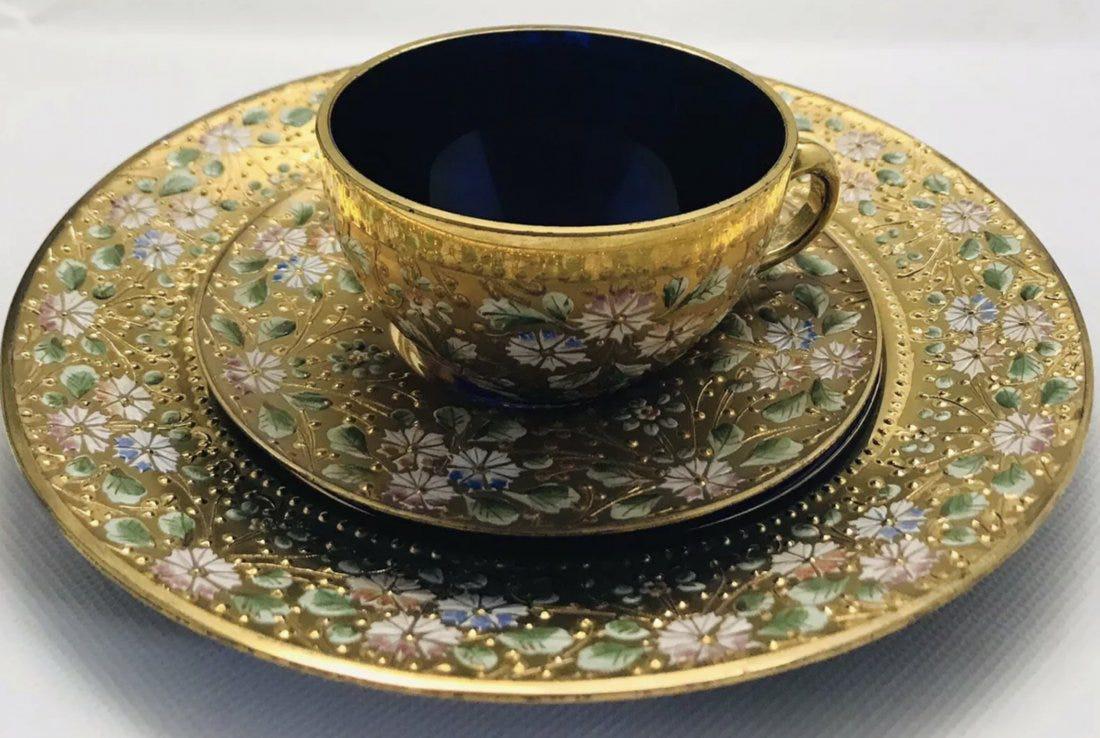 VERY FINE ENAMELED MOSER GLASS TRIO (1 of 3)