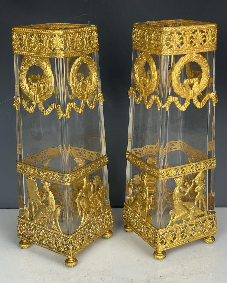 A MAGNIFICENT PAIR OF ORMOLU MOUNTED BACCARAT VASES (1 of 6)