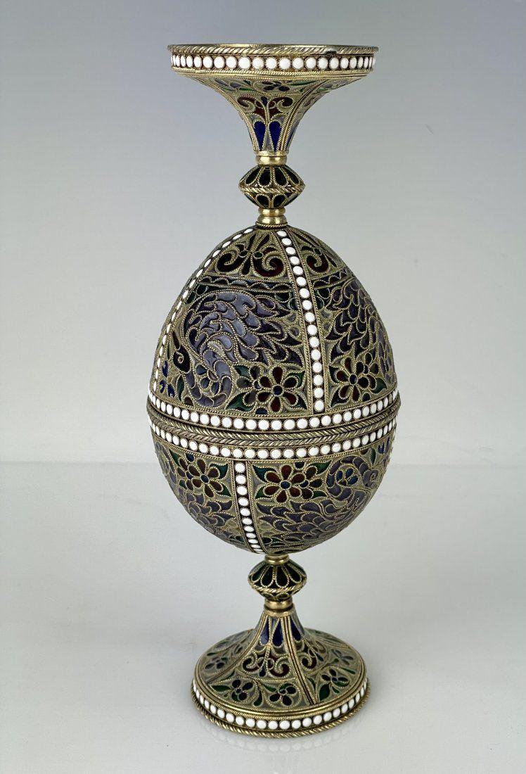 KARL FABERGE SILVER AND PLIQUE A JOUR DOUBLE EGG (1 of 6)