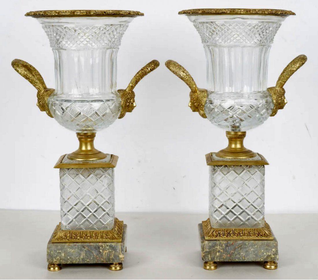 A PAIR OF DORE BRONZE & BACCARAT CRYSTAL VASES (1 of 2)