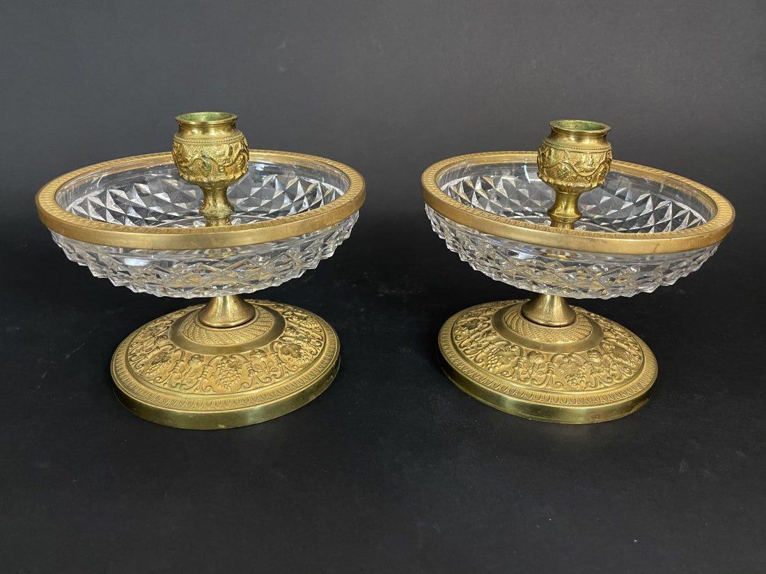 PAIR OF DORE BRONZE AND BACCARAT CRYSTAL CANDEL HOLDERS (1 of 2)