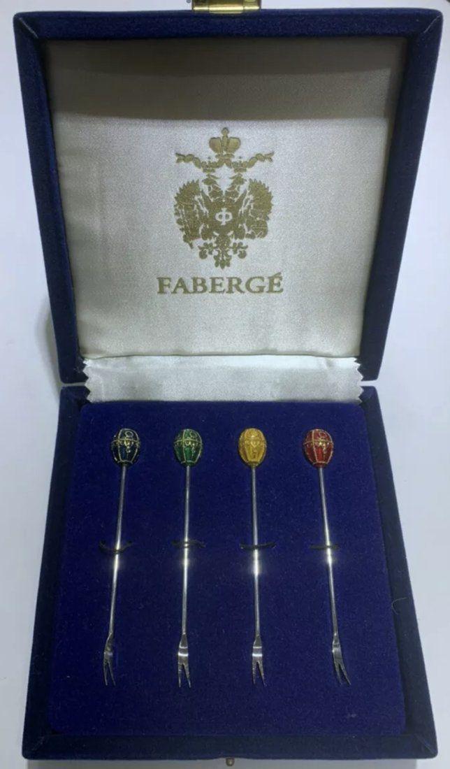IMPERIAL FABERGE ENAMELED EGG TOP PICKLE FORKS 4 (1 of 3)