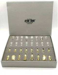 Franklin Mint - Jogo de xadrez de Star Trek - Banhado a ouro e