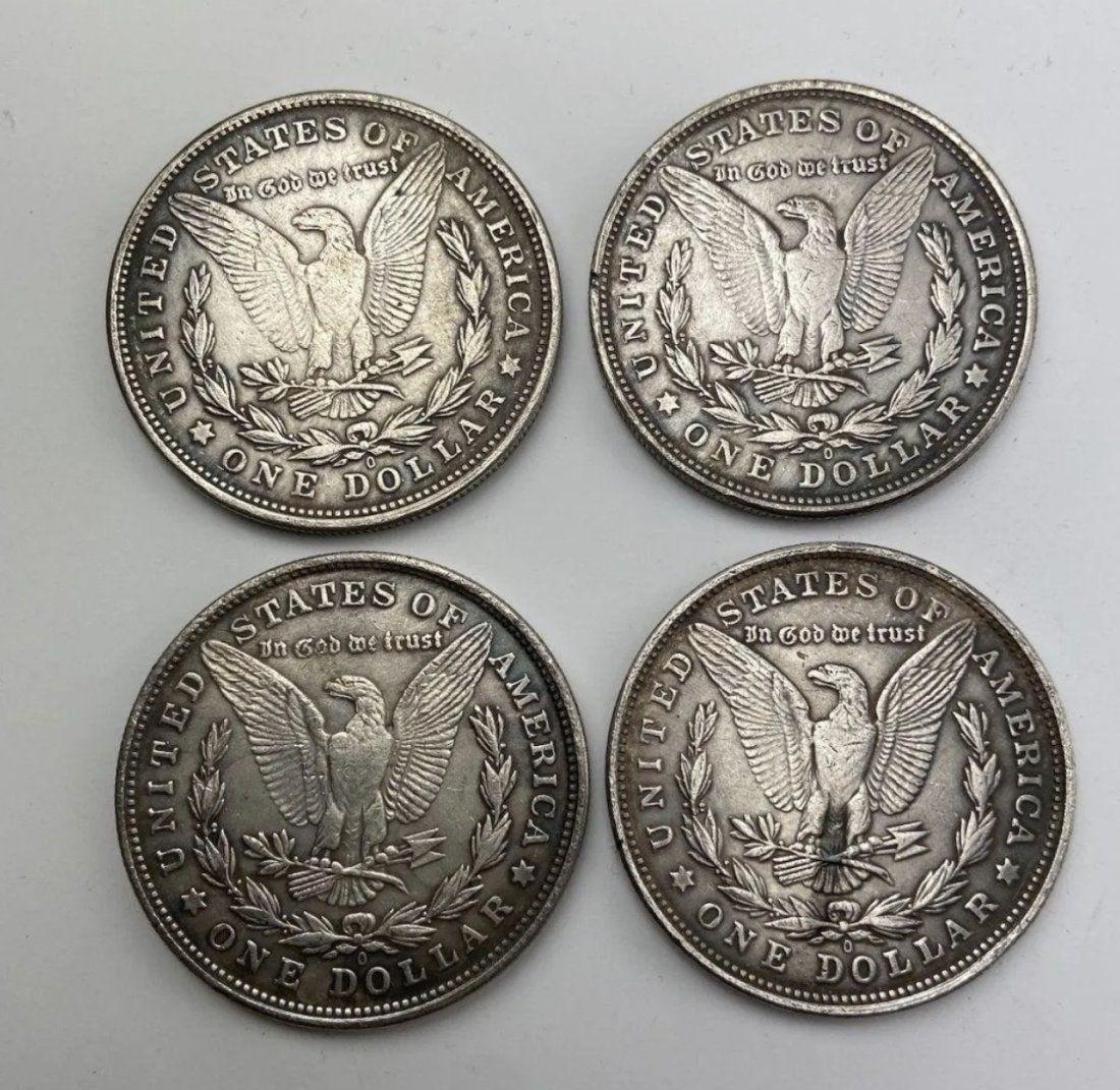 SET OF 4 SILVER DOLLAR COINS CIRCA 1885 (1 of 2)