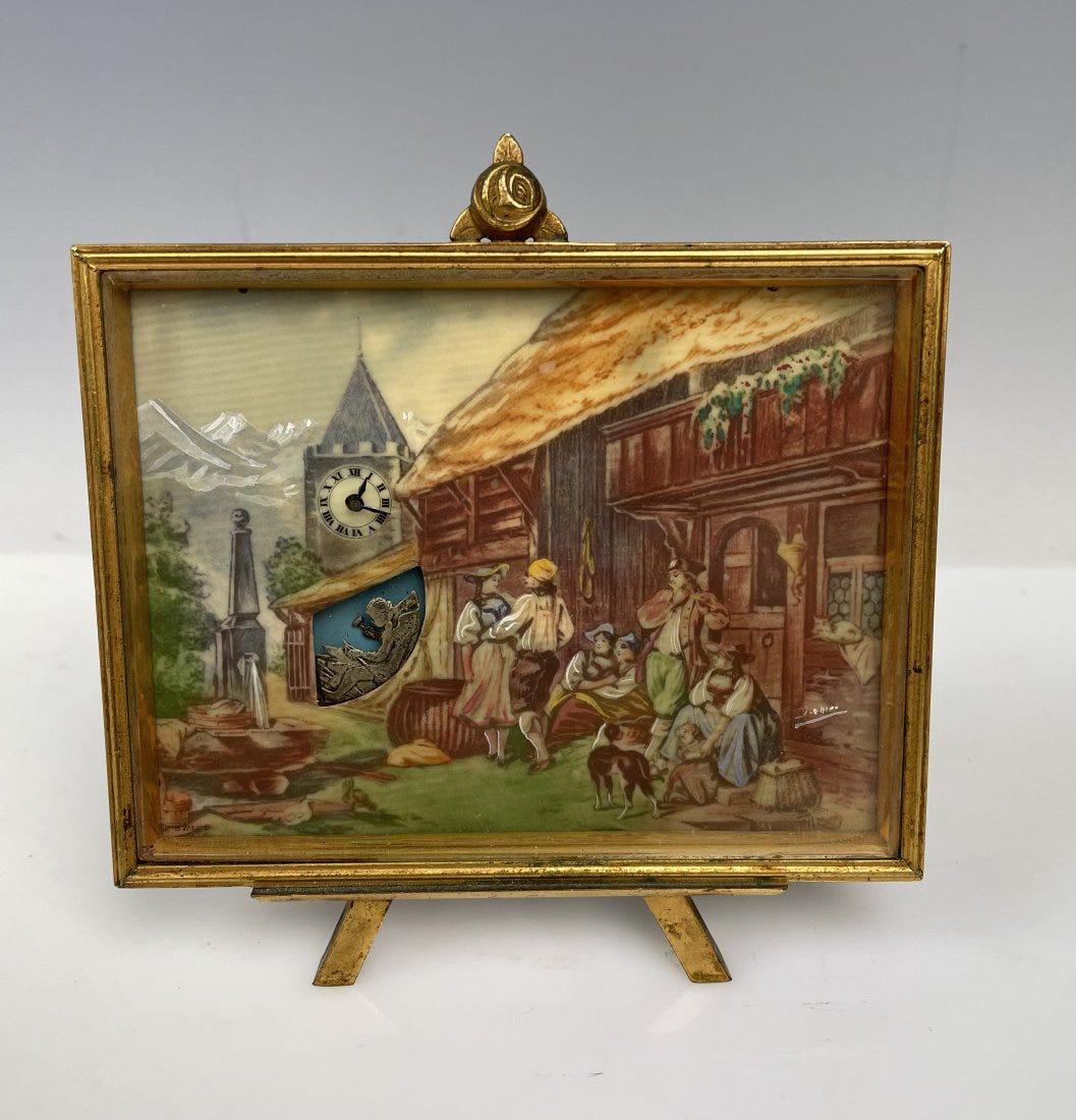 HAND PAINTED SWISS ALARM CLOCK (1 of 5)