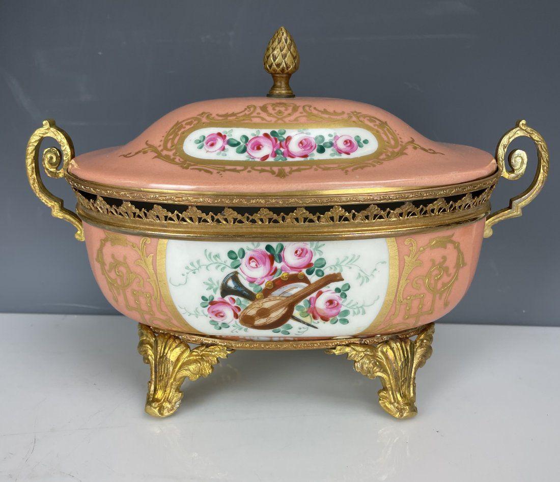 ORMOLU MOUNTED SEVRES PORCELAIN LIDED DISH (1 of 4)
