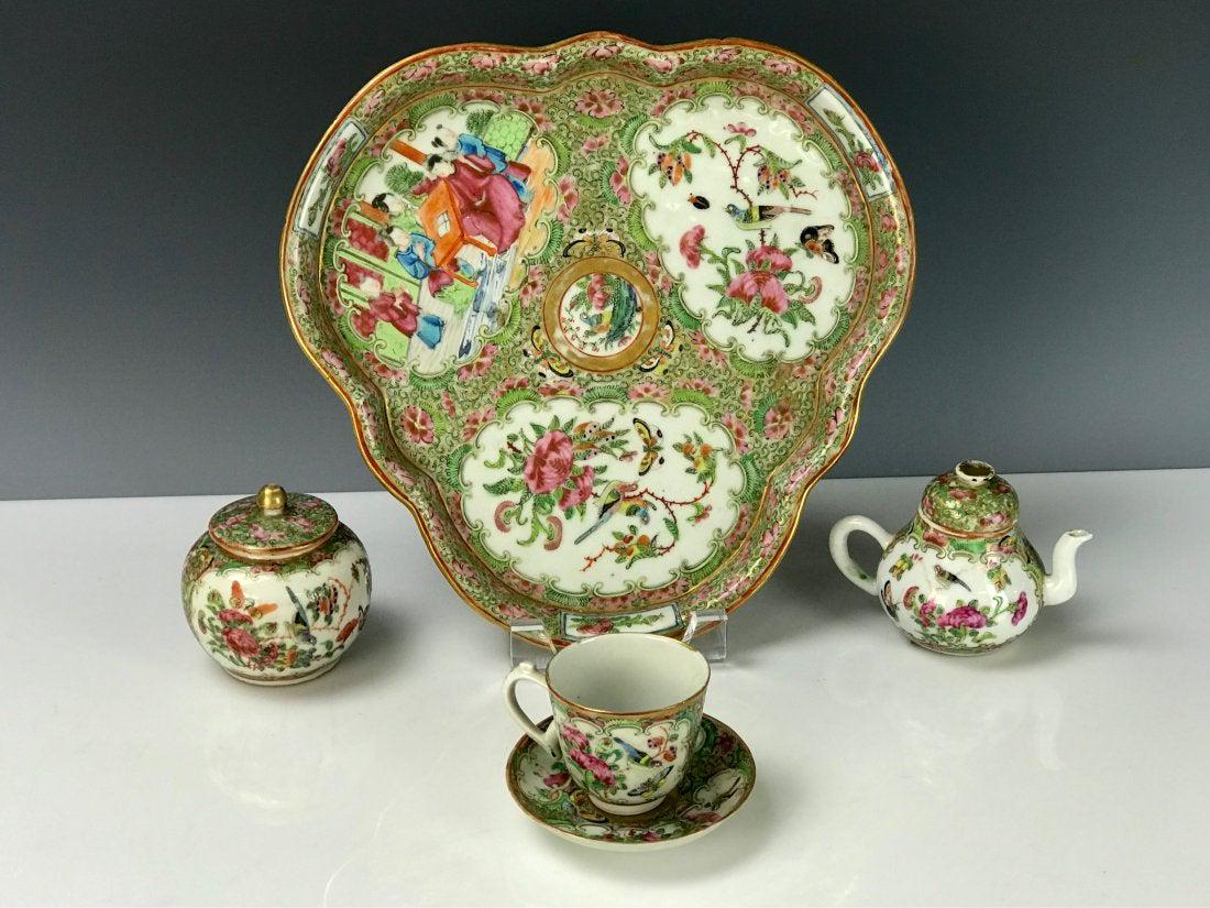 A GOOD 19TH C. CHINESE ROSE CANTON TEA SET (1 of 6)