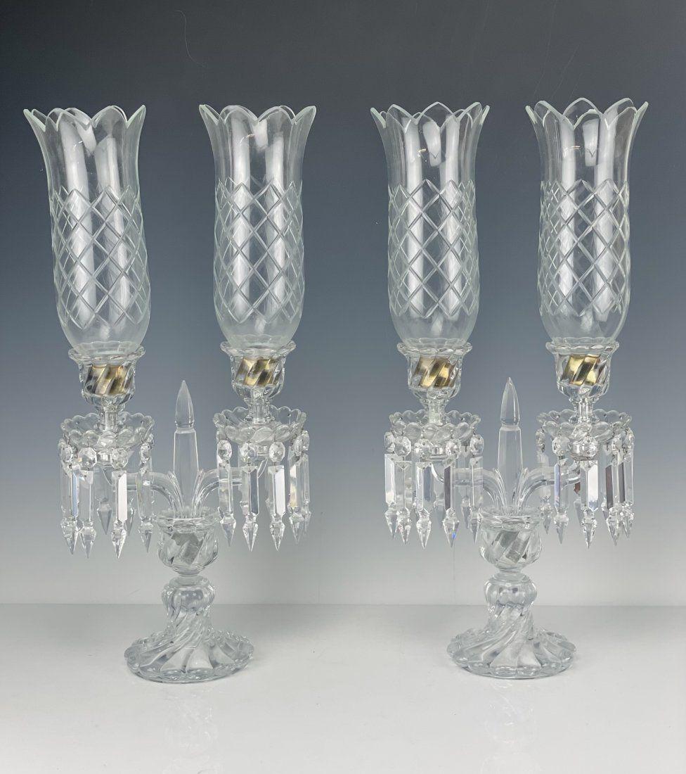 A PAIR OF SIGNED BACCARAT HURRICANE LAMPS (1 of 4)