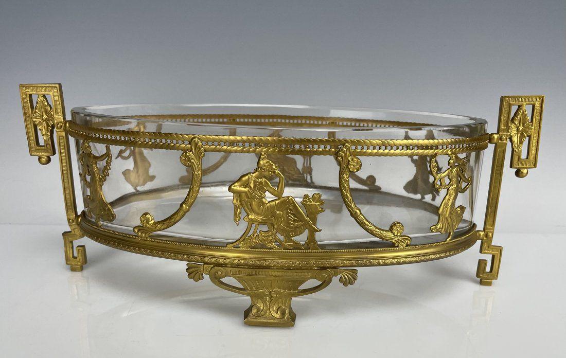 ORMOLU MOUNTED BACCARAT BOWL: Circa 1900. Measures 9.5 inches long. In good condition. Estimate $500-600