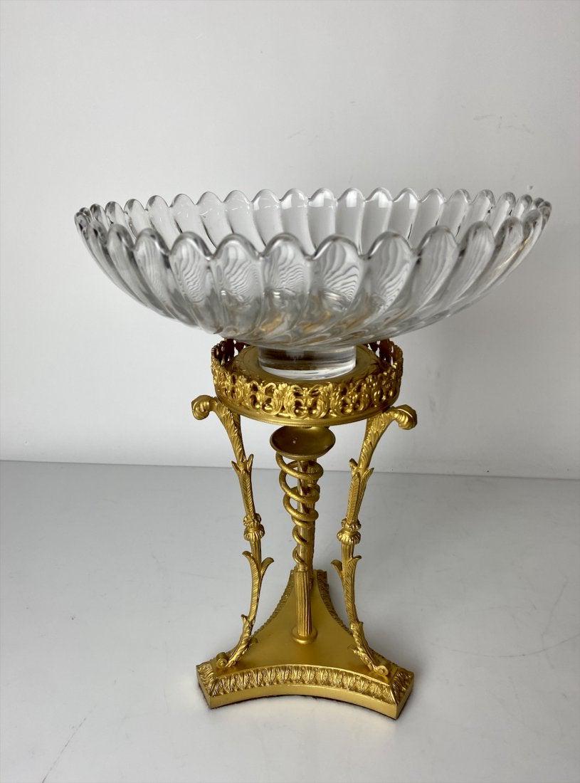 DORE BRONZE AND BACCARAT CRYSTAL CENTERPIECE: Circa 1900. Measures 10 inches high, 9 inches diameter. Good condition. Estimate $1.200-1.500