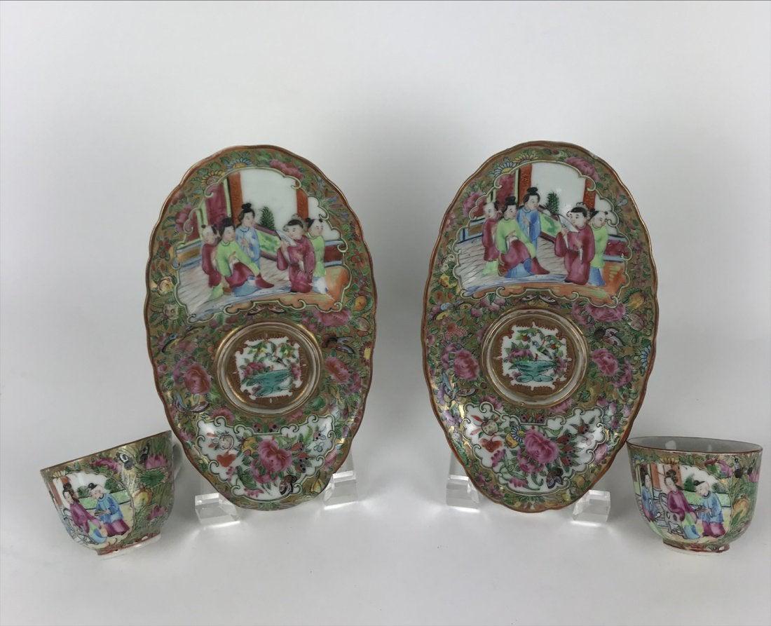 A PAIR 19TH C. CHINESE ROSE CANTON CUP & CAKE PLATE (1 of 5)