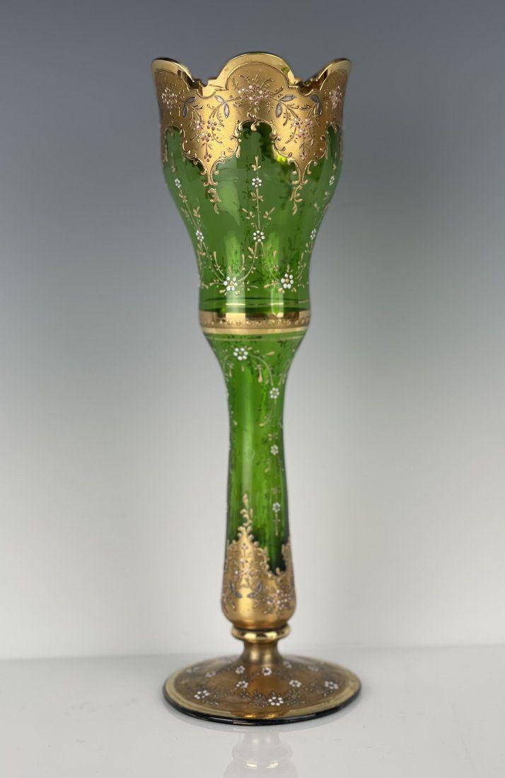 ENAMELED AND GILT MOSER GLASS VASE (1 of 4)