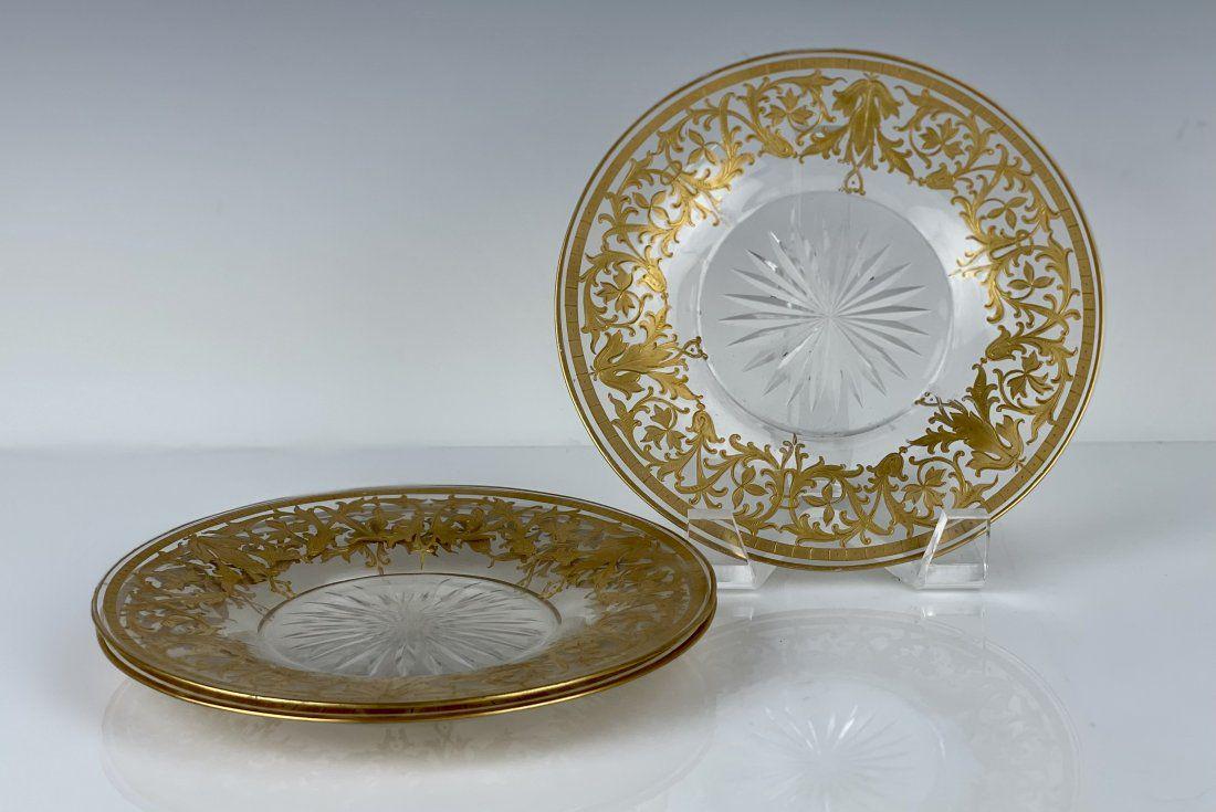 SET OF 3 GILT MOSER DESSERT PLATES (1 of 4)