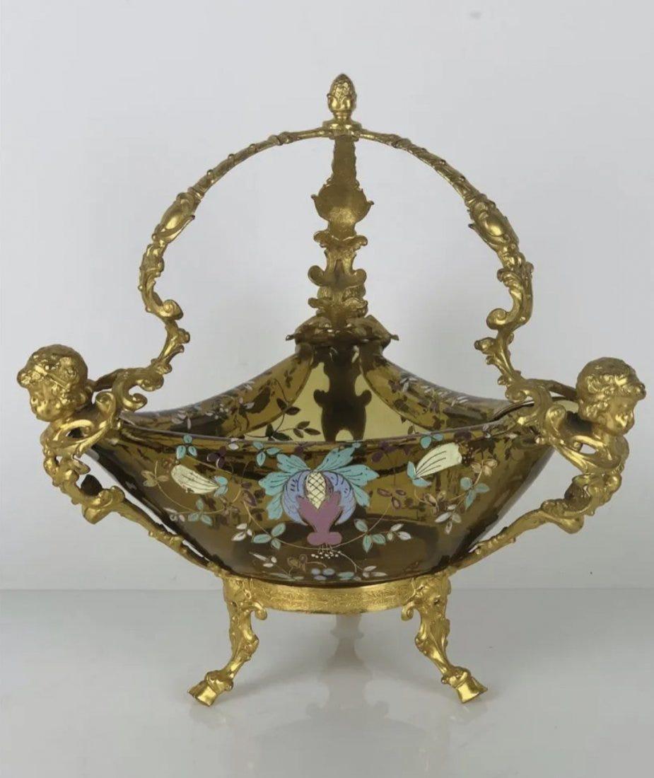 LARGE ORMOLU MOUNTED ENAMELED MOSER BOWL (1 of 3)