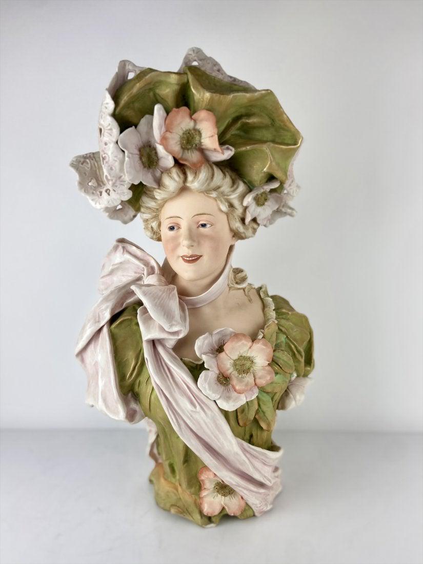 A LARGE ART NOUVEAU ROYAL DUX PORCELAIN BUST (1 of 1)