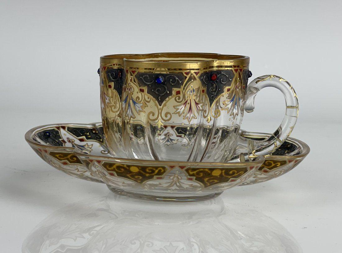 19TH C. ENAMELLED MOSER CUP AND SAUCER (1 of 3)