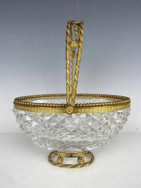 DORE BRONZE AND BACCARAT STYLE CRYSTAL BASKET (1 of 4)