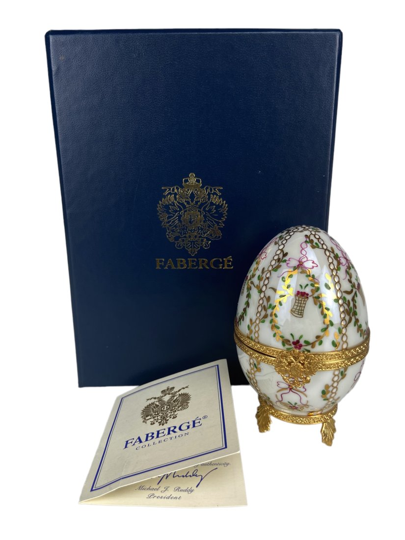 IMPERIAL FABERGE ENAMELED LIMOGE PORCELAIN EGG EIFFEL TOWER (1 of 5)