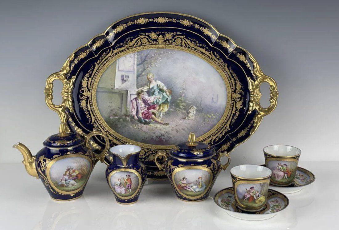FRENCH SEVRES PORCELAIN TEA SET (1 of 6)