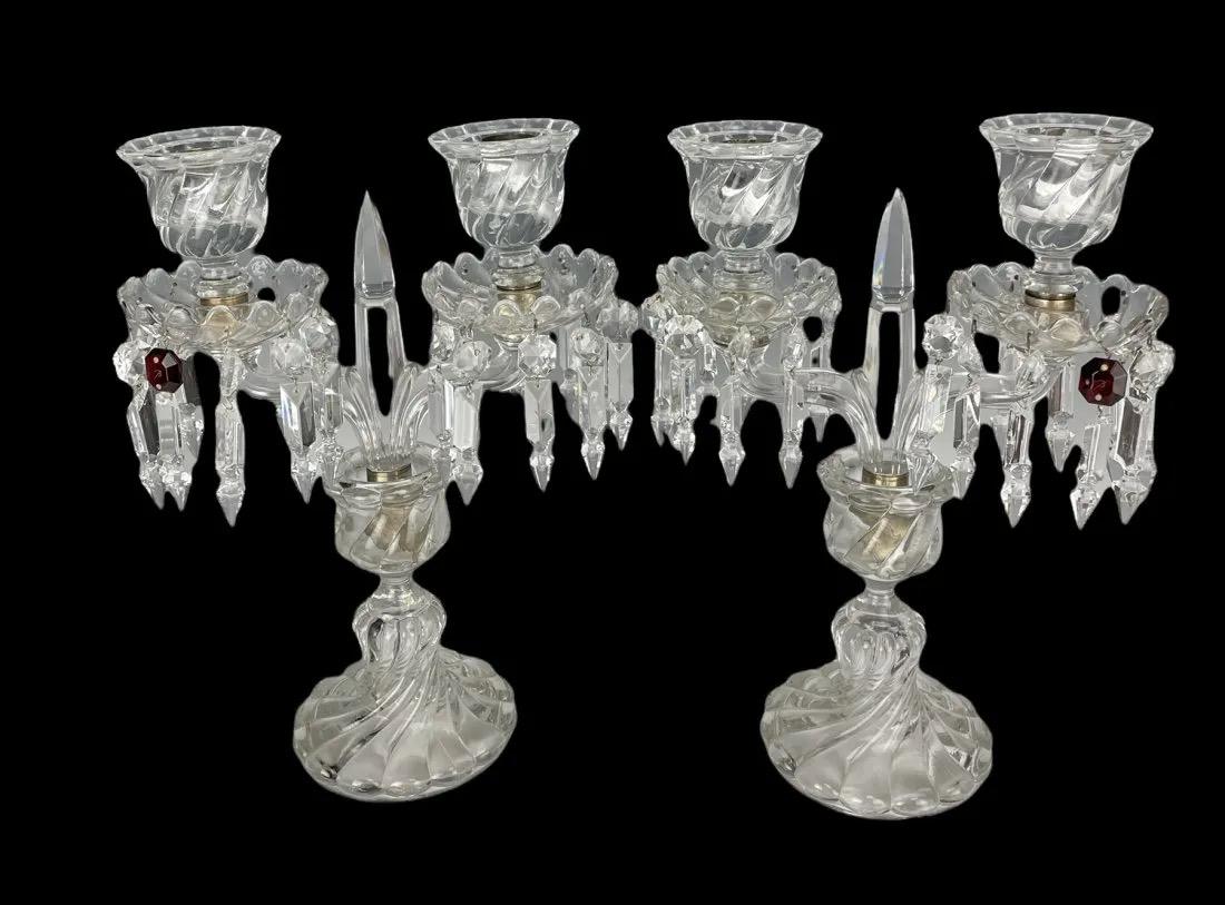 A PAIR OF BACCARAT CANDELABRA (1 of 5)