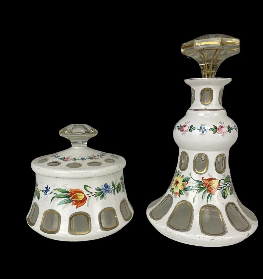 ANTIQUE ENAMELLED BOHEMIAN BOX AND PERFUME BOTTLE (1 of 2)