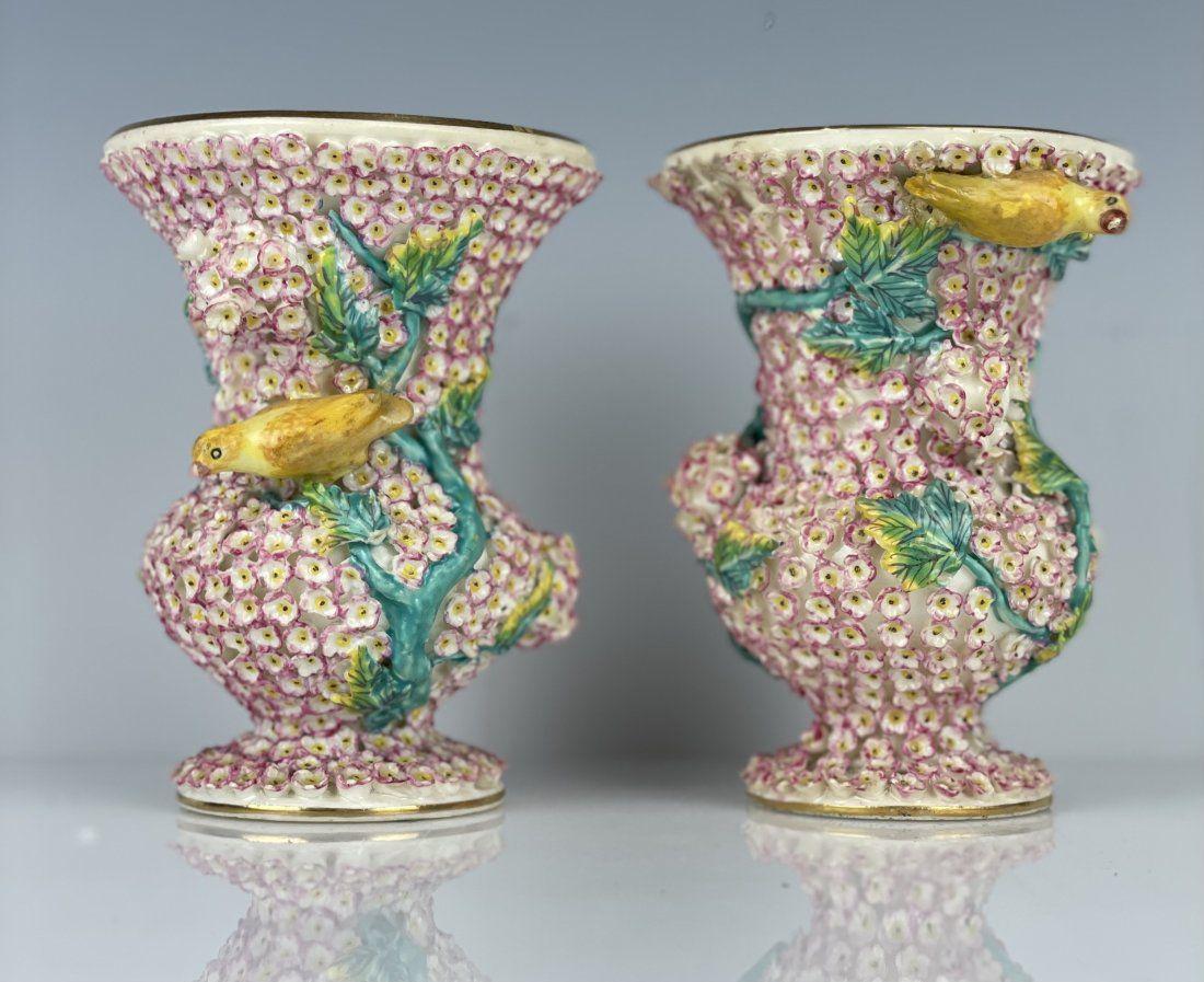 A PAIR OF 19TH C. MEISSEN STYLE SNOWBALL VASES (1 of 4)