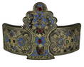 A LARGE MIDDLE EASTERN ENAMEL BELT BUCKLE