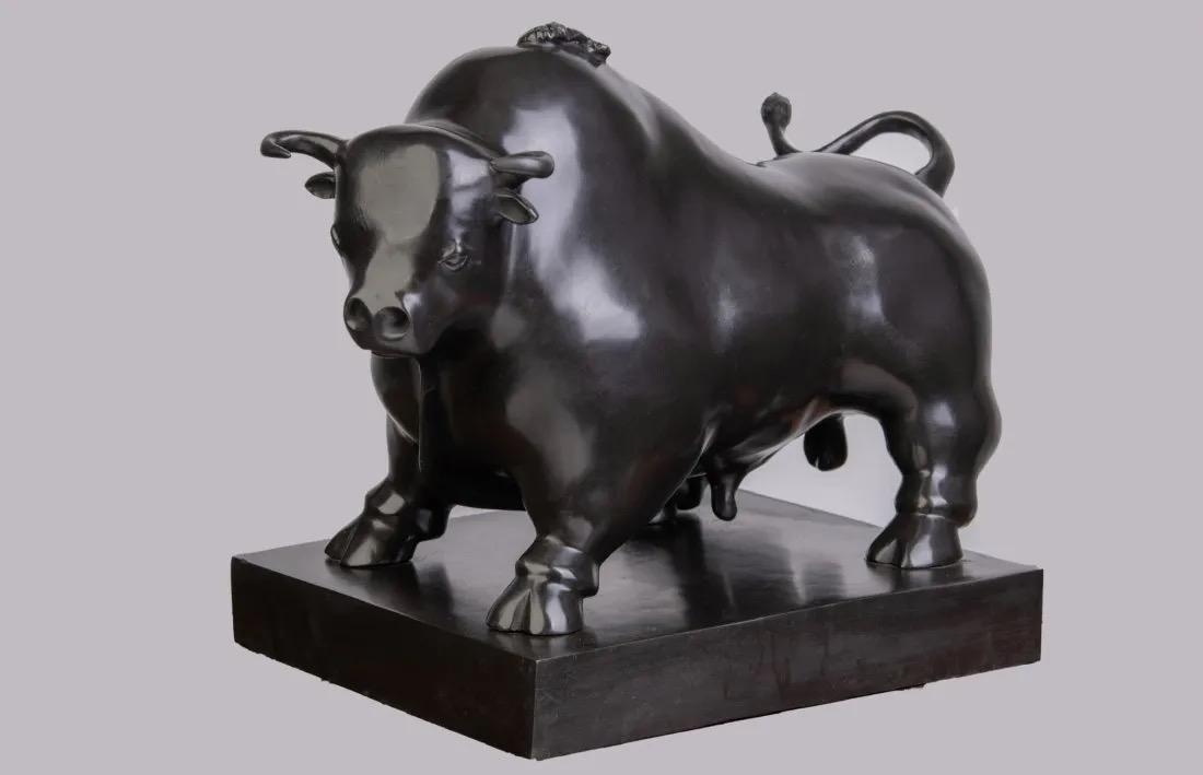 LARGE BRONZE SCULPTURE OF A BULL,  SIGNED BOTERO (1 of 6)