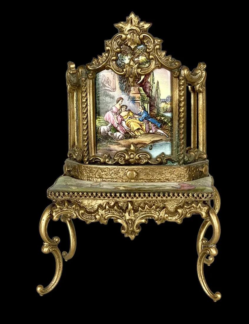 AUSTRIAN ENAMEL MINIATURE COMMODE (1 of 5)