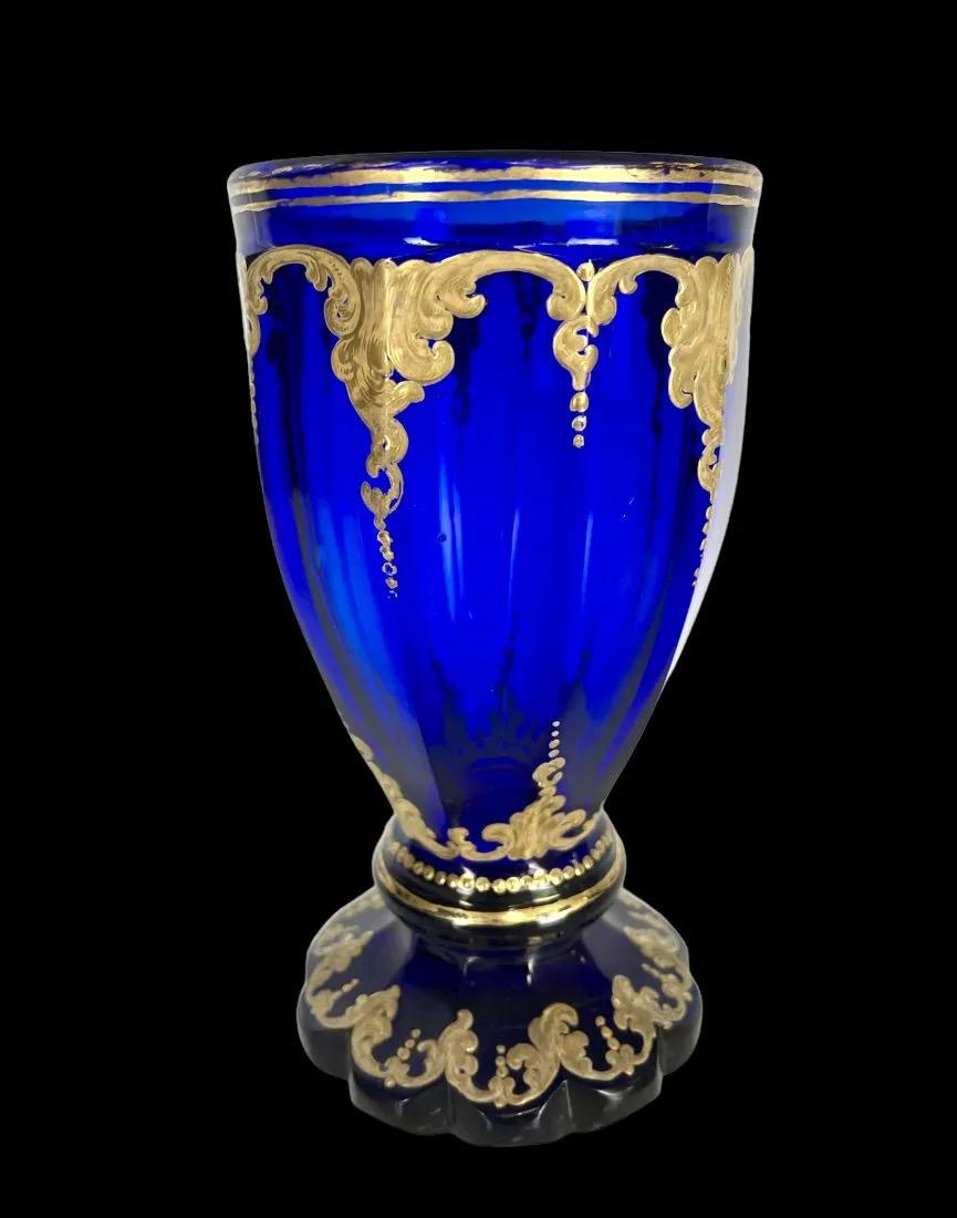 MOSER GILT GLASS: Circa 1880. Measures 6 inches tall, no breaks, no cracks, good condition, minor age related gold loss. Estimate $300-400