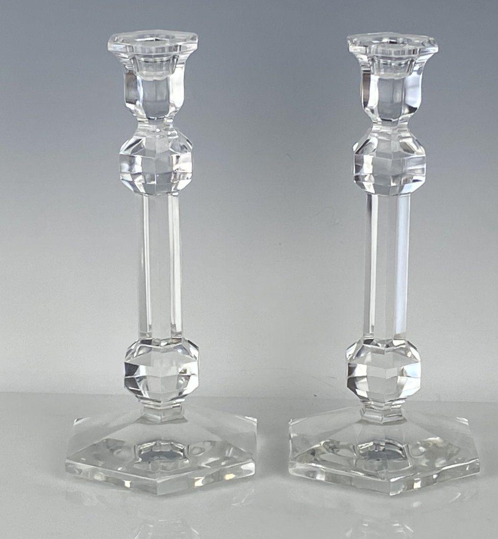 A PAIR OF VAL ST LAMBERT CRYSTAL CANDEL HOLDERS (1 of 4)