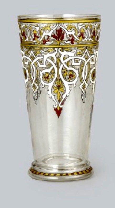 ENAMELED GLASS BEAKER SIGNED A PFULD CIRCA 1877 (1 of 1)