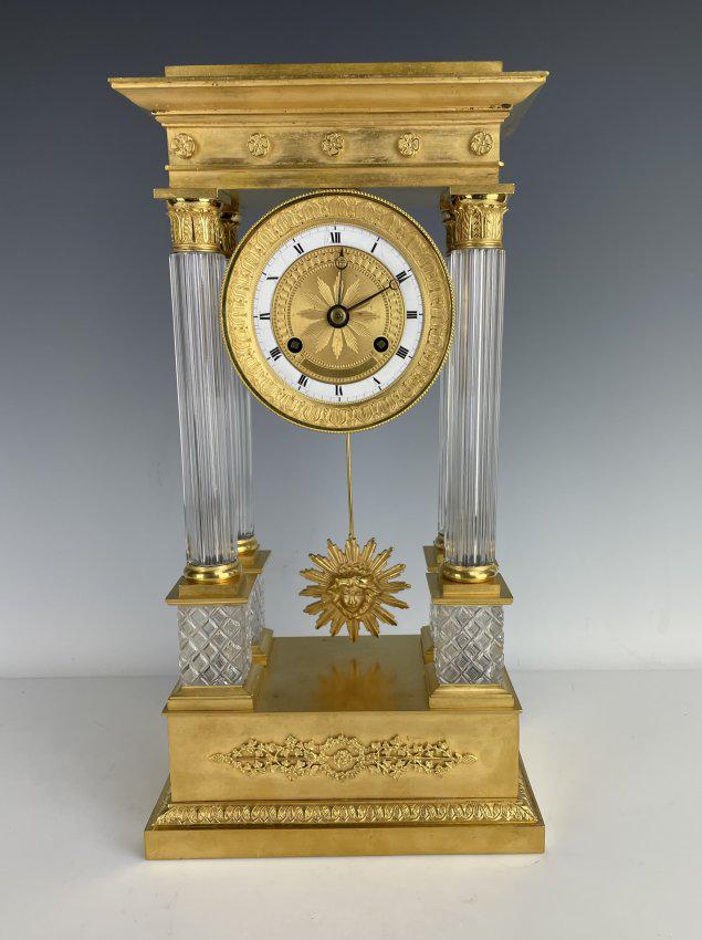 19TH C. FRENCH DORE BRONZE & BACCARAT CRYSTAL CLOCK (1 of 4)