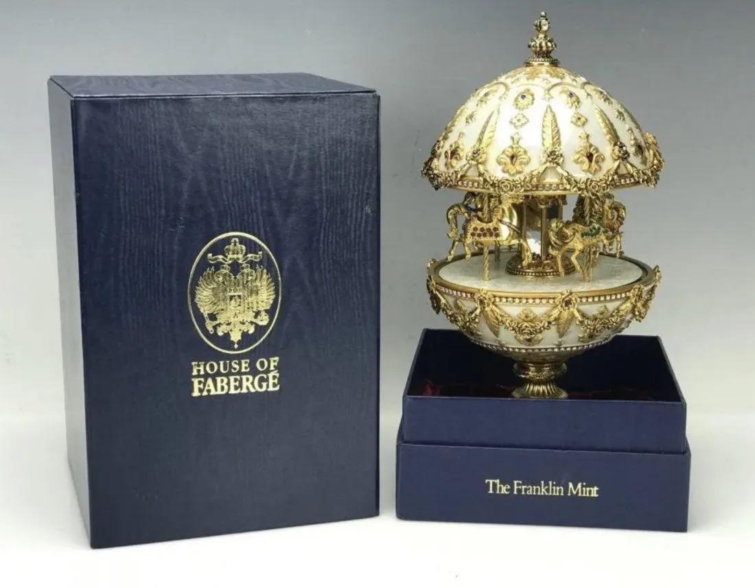 THE IMPERIAL FABERGE CARROUSEL MUSICAL EGG: Measures 10 inches High. In perfect working condition. Estimate $2.500-3.000
