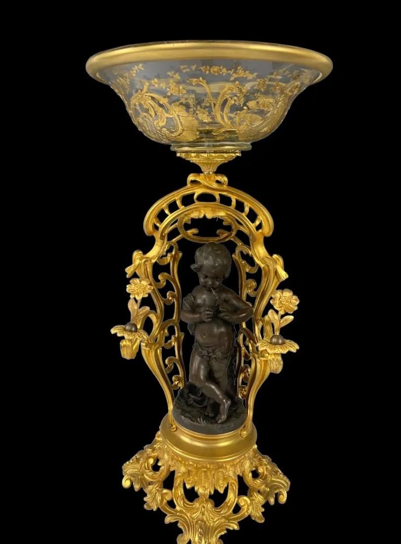 19TH C. ORMOLU AND ENAMELED BACCARAT GLASS CENTREPIECE (1 of 3)