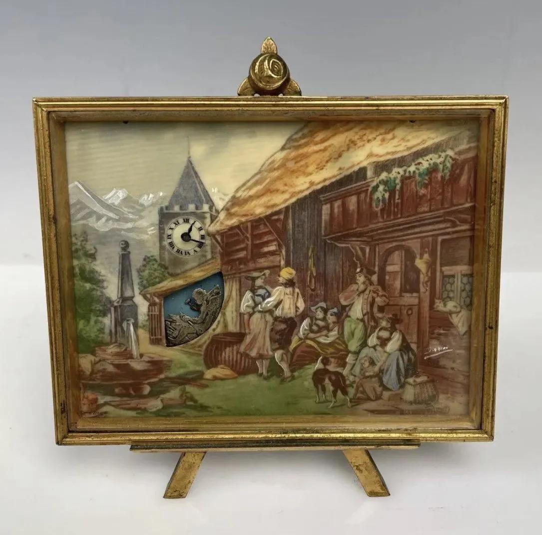 HAND PAINTED SWISS ALARM CLOCK (1 of 3)
