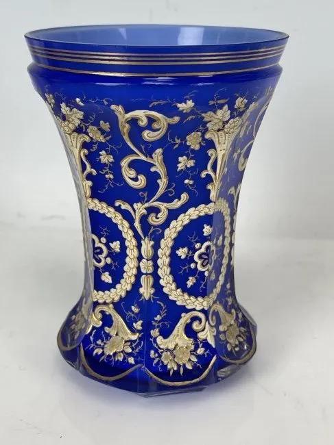 19TH C. GILT AND ENAMELED MOSER GLASS BEAKER (1 of 2)