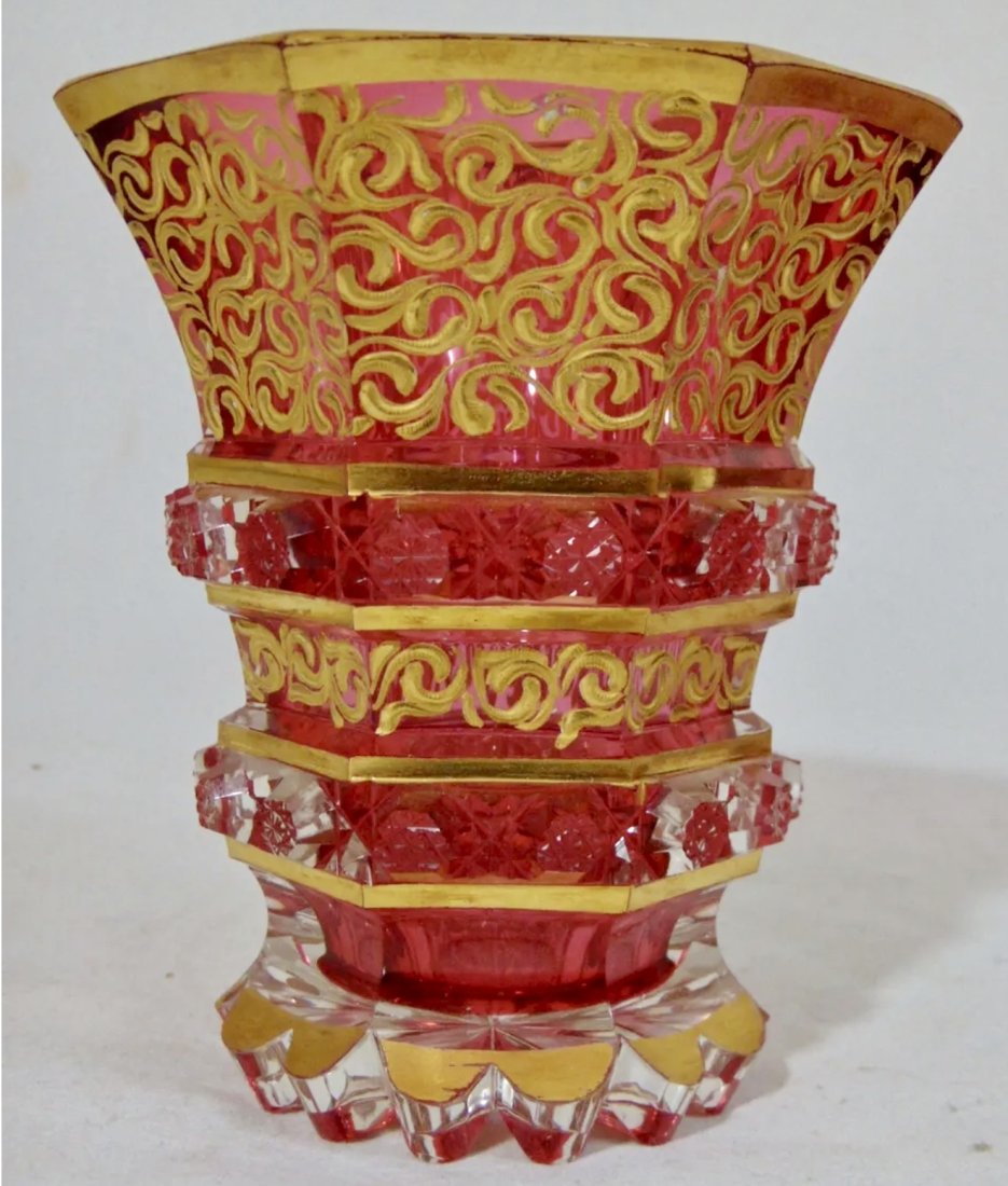A FINE 19TH C. MOSER ENAMELED AND GILT BEAKER (1 of 4)