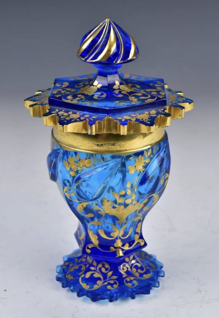 A MAGNIFICENT 19TH C. MOSER ENAMELED AND GILT LIDED BEAKER (1 of 3)