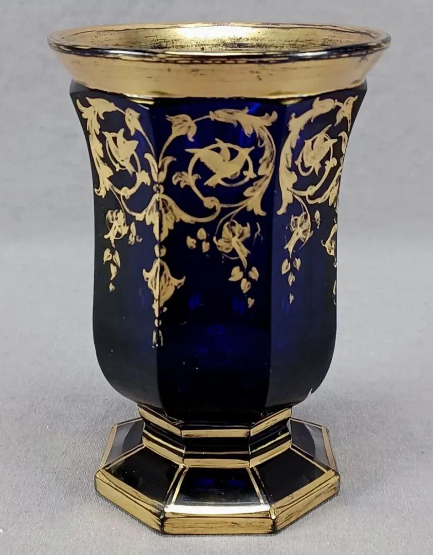19TH C. ENAMELED AND GILT MOSER GLASS BEAKER (1 of 3)