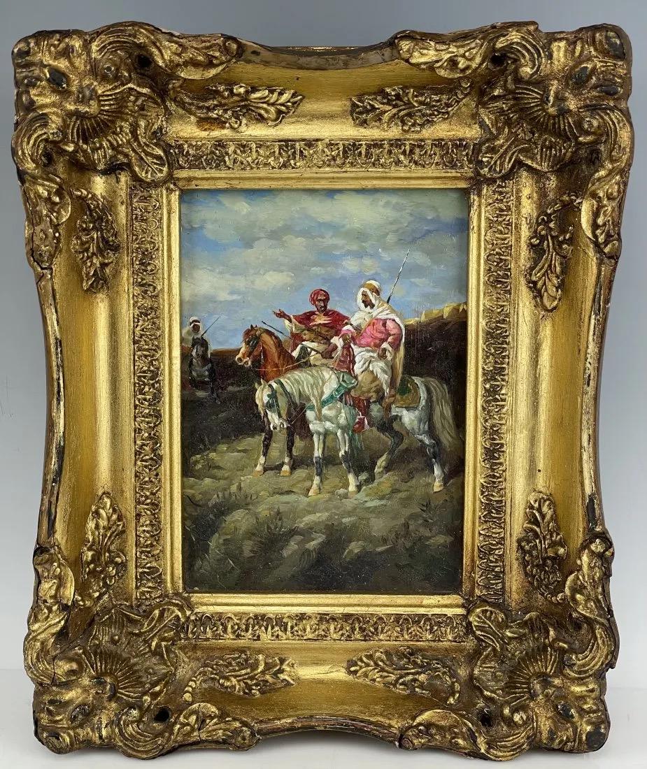 ANTIQUE ORIENTALIST OIL PAINTING ON BOARD (1 of 2)