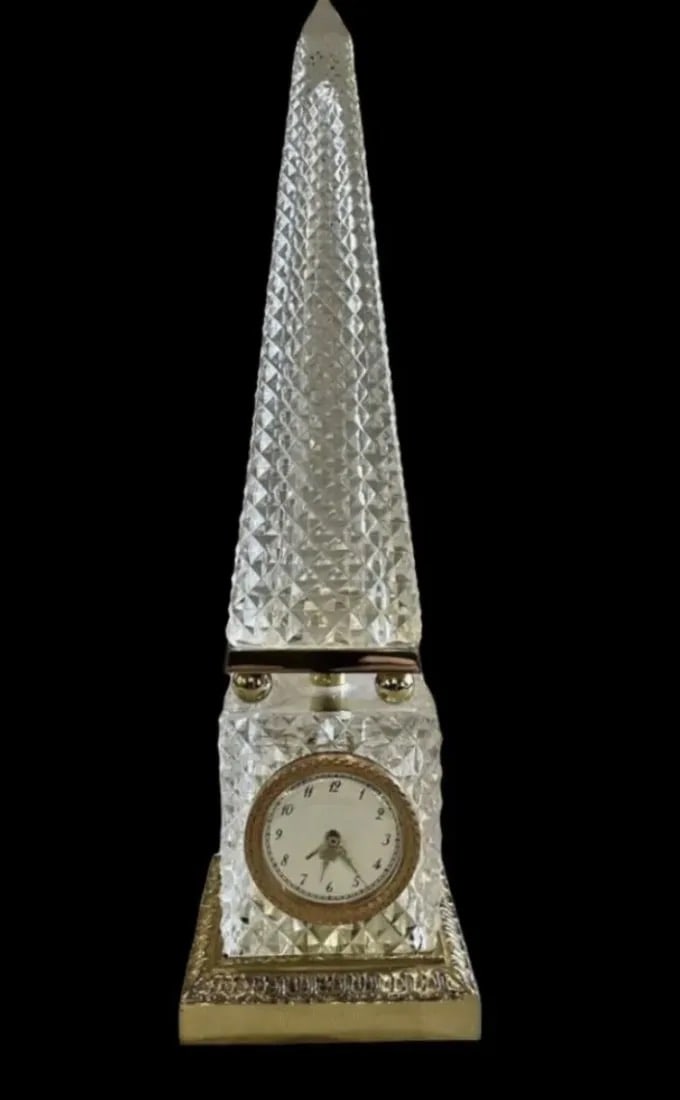 DORE BRONZE MOUNTED BACCARAT STYLE CRYSTAL CLOCK (1 of 4)
