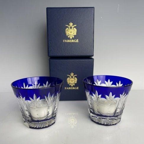 PAIR IMPERIAL FABERGE GRAND PALAIS VOTIVE CANDLEHOLDERS SIGNED: New in the box. Estimate $500-600