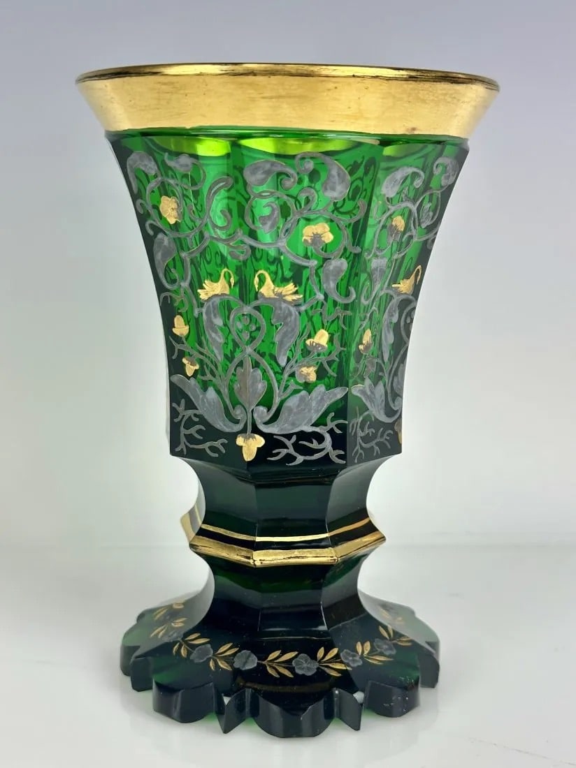 A GILT AND ENAMELED MOSER BEAKER (1 of 3)