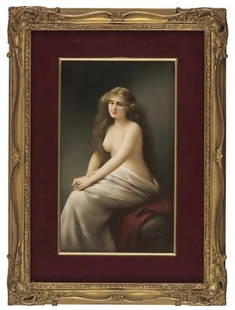 A LARGE BERLIN KPM PORCELAIN PLAQUE: Circa 1900. Porcelain measures 13 inches x 8 inches ungraded. In good condition.Estimate $4.000-5.000