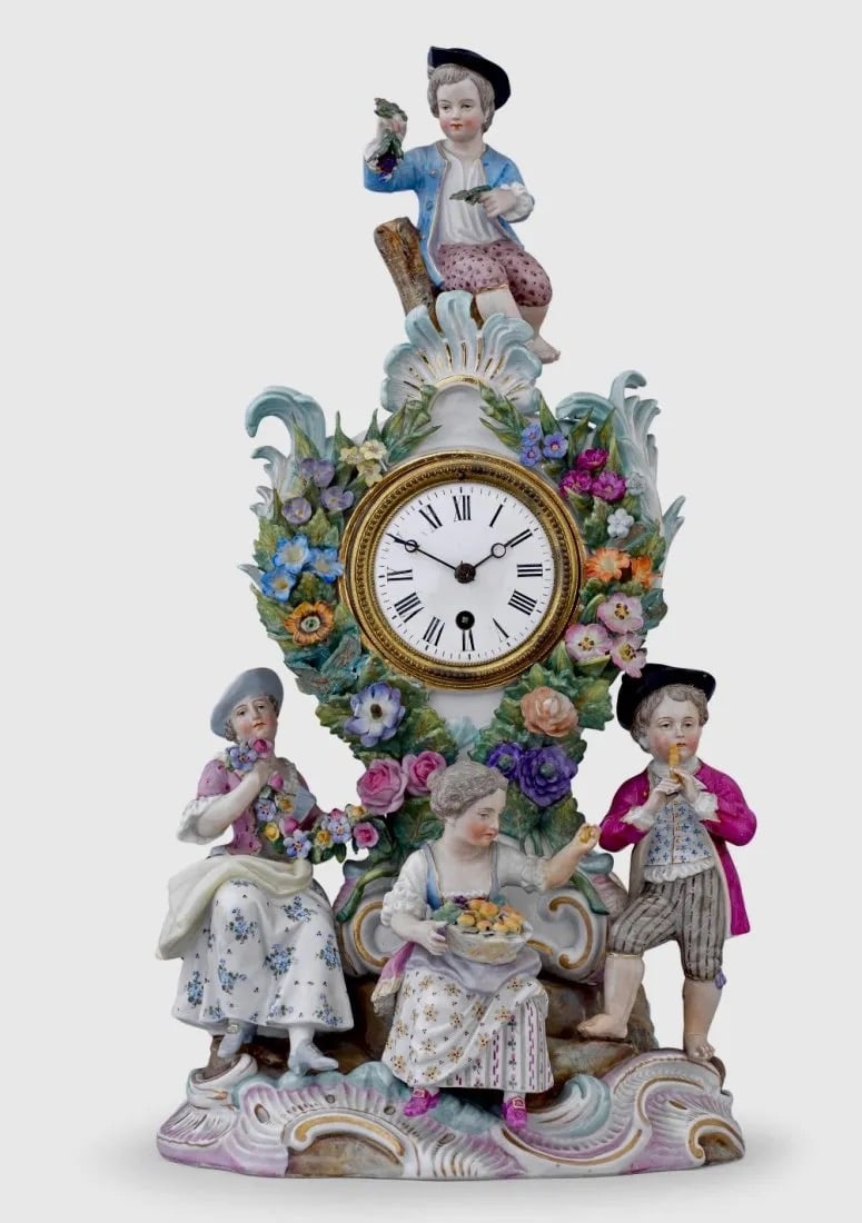 ANTIQUE MEISSEN STYLE PORCELAIN CLOCK (1 of 1)