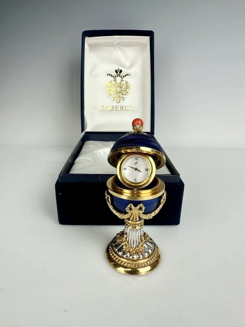 IMPERIAL FABERGE ENAMEL EGG CLOCK (1 of 2)