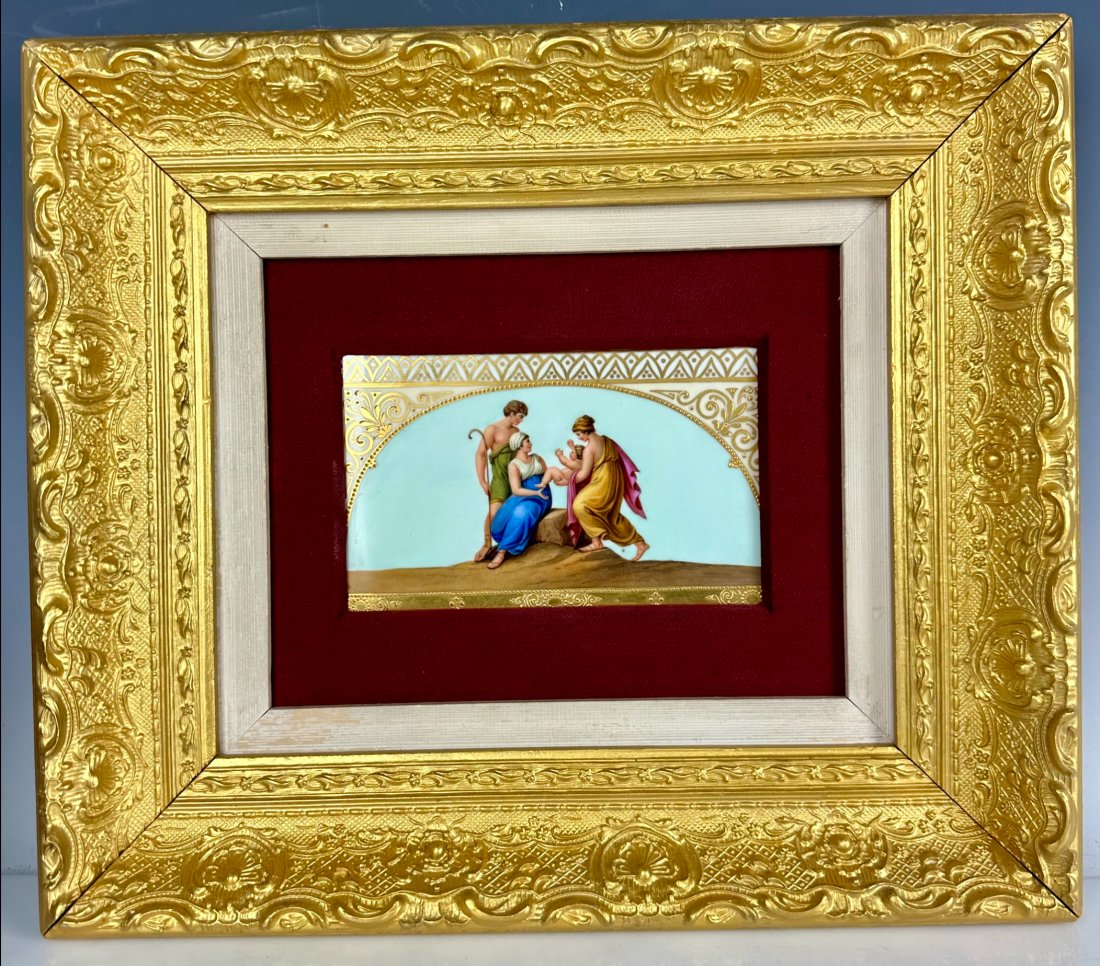19TH C. BERLIN KPM PORCELAIN PLAQUE: Porcelain measures 18cm x 15 cm. In good condition. Estimate $1.500-2.000