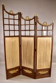19TH C. FRENCH CARVED AND GILT WOOD 3 PANEL SCREEN (1 of 5)
