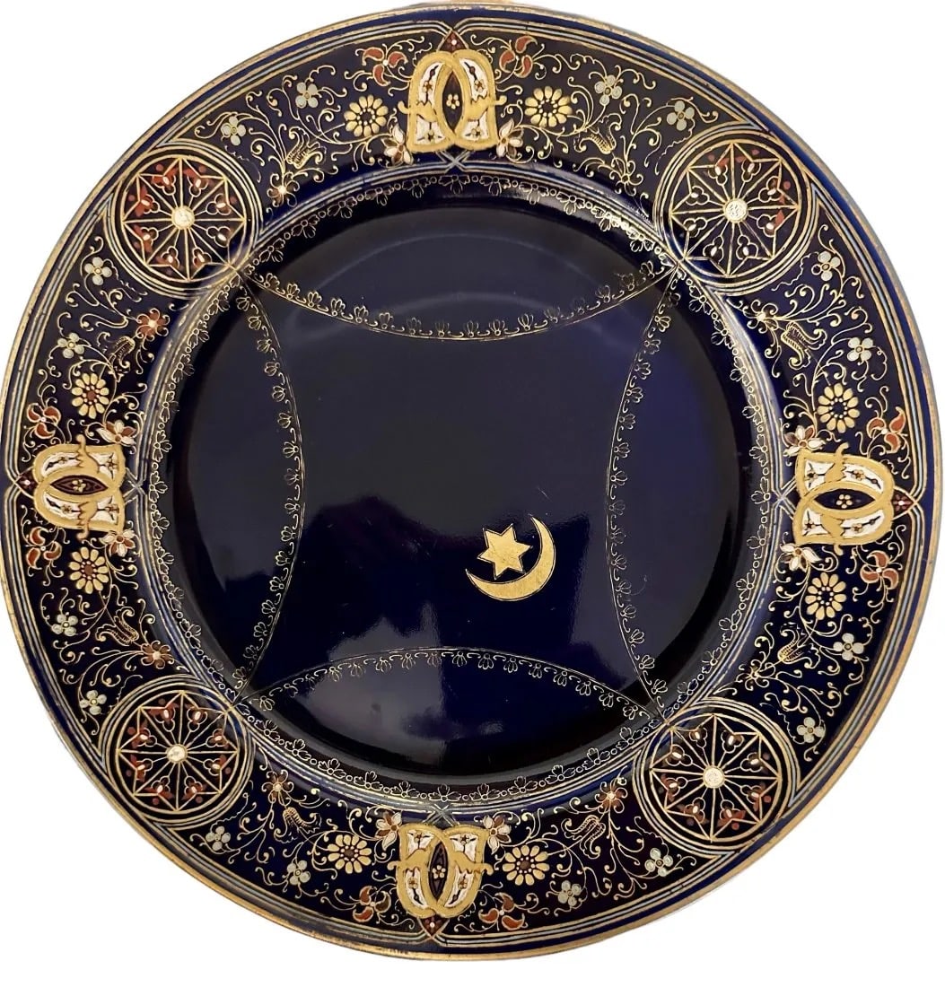 19TH C. ENAMELED RUSSIAN PORCELAIN PLATE BY KUZNETZOV (1 of 2)